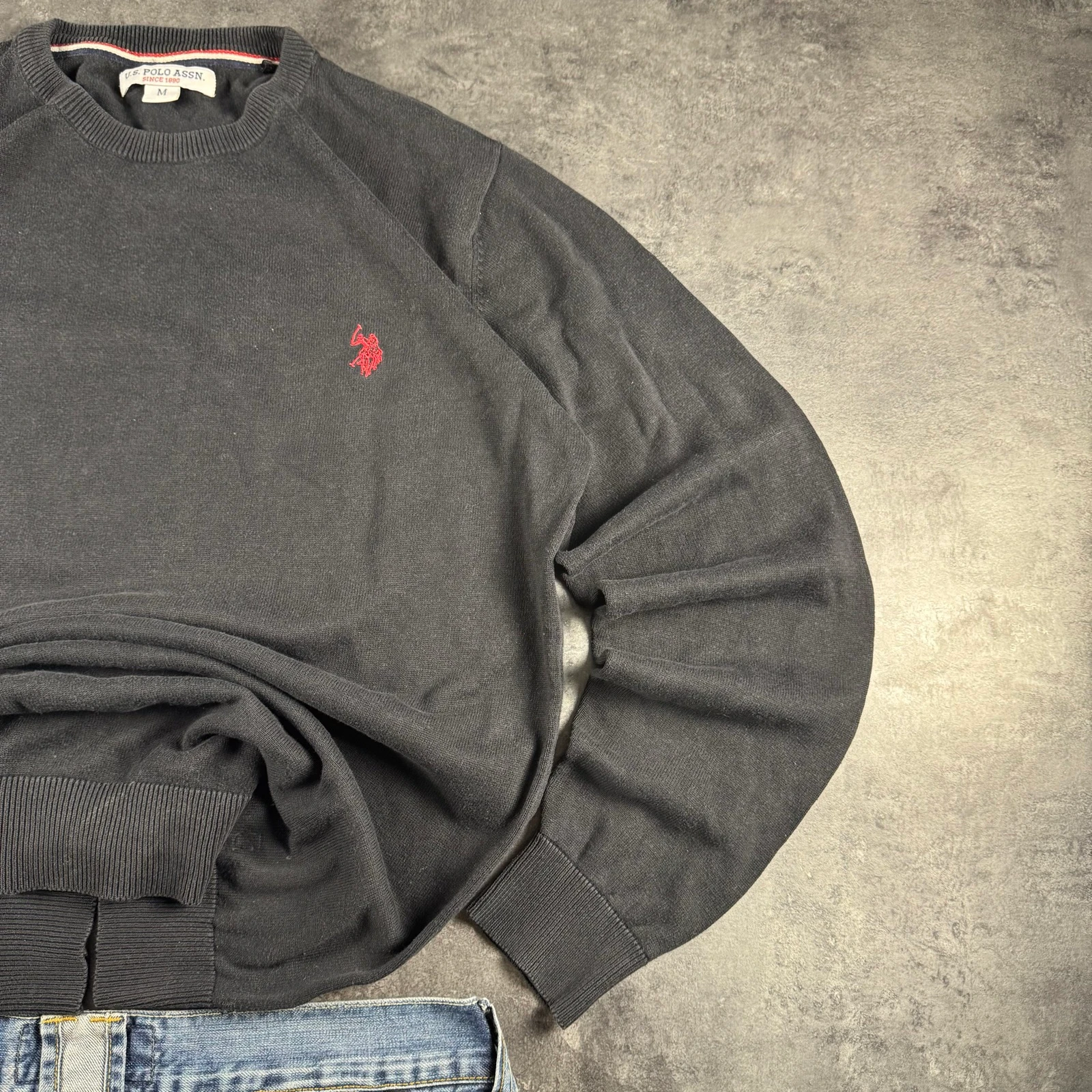 U.S. Polo ASSN Crewneck Sweatshirt Black Cotton Premium Vintage Y2K Luxury Tactical Achieve – photo 3